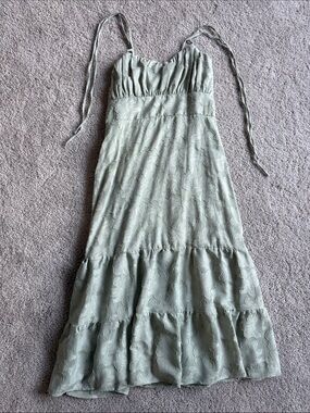 Speechless Sage Green Floral Tiered Maxi Dress with Tie Straps